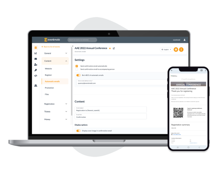 Einstellung automatisierter E-Mails in der Teilnehmermanagement-Software von EventMobi