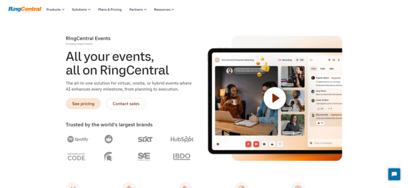 RingCentral's homepage