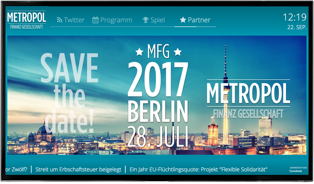 EventMobi Live Display Partner Screen