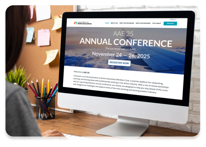 An event website created using EventMobi’s event management software for associations.